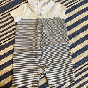 Janie and Jack Baby Romper - White and Navy Stripes